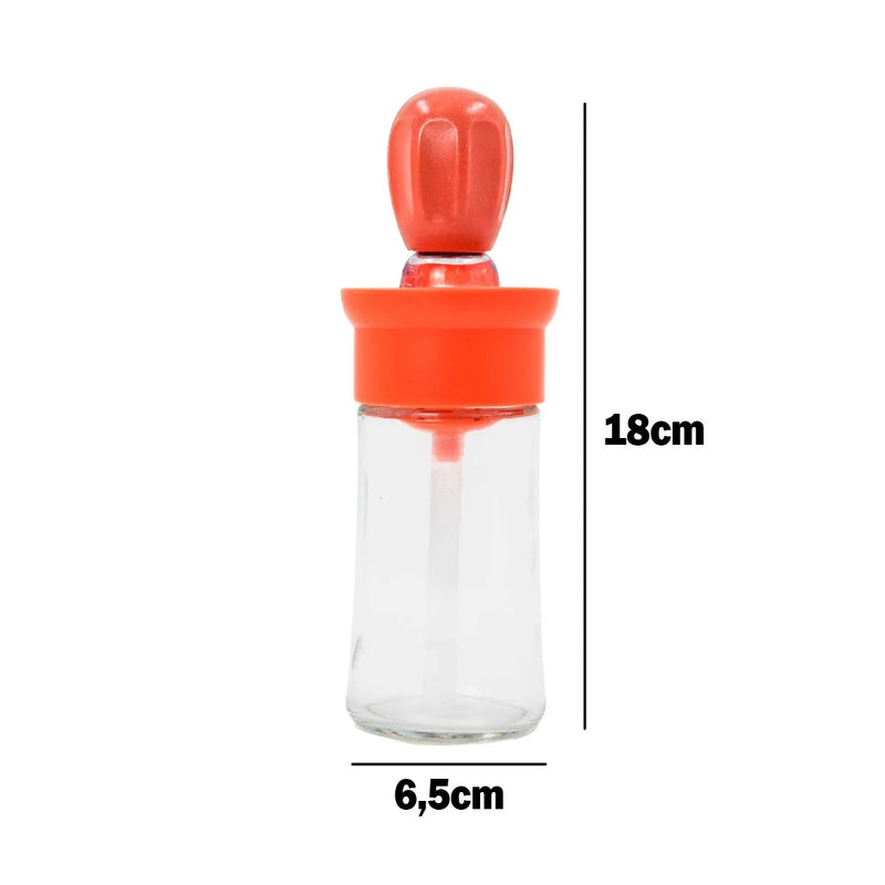 Dispenser De Óleo Azeite Com Escova De Silicone Vidro 180ml