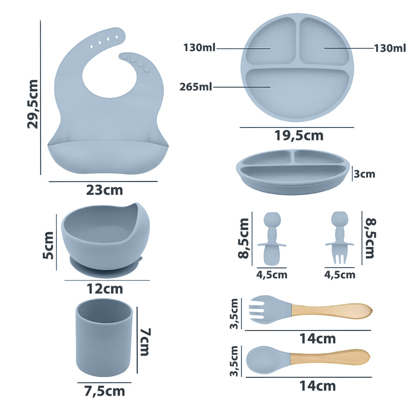 Kit Prato Infantil Silicone Copo Talher Babador Tigela