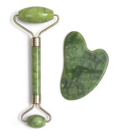 Rolo Pedra de Jade Placa Gua Sha Massagem Facial Anti Ruga