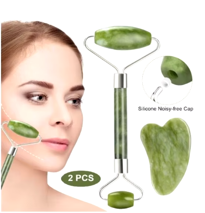 Rolo Pedra de Jade Placa Gua Sha Massagem Facial Anti Ruga